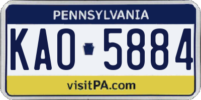 PA license plate KAO5884