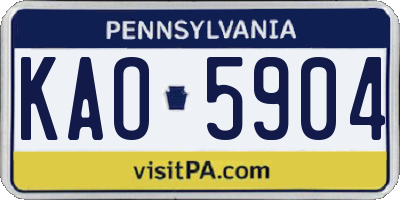 PA license plate KAO5904