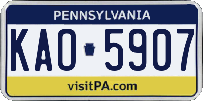 PA license plate KAO5907