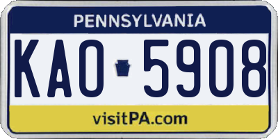PA license plate KAO5908