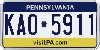 PA license plate KAO5911
