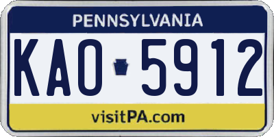 PA license plate KAO5912
