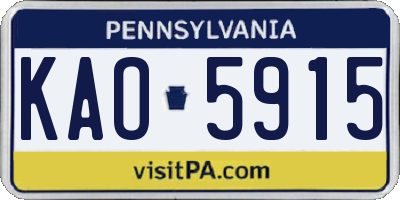 PA license plate KAO5915