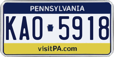 PA license plate KAO5918