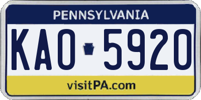 PA license plate KAO5920