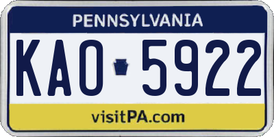 PA license plate KAO5922