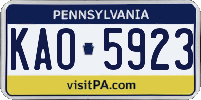 PA license plate KAO5923