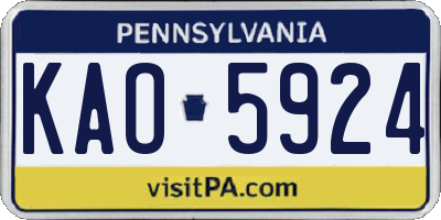 PA license plate KAO5924