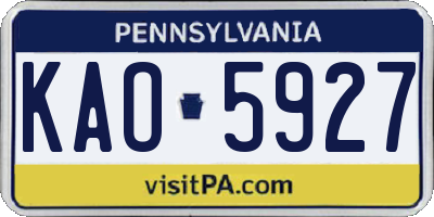 PA license plate KAO5927