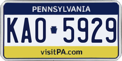 PA license plate KAO5929