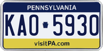PA license plate KAO5930