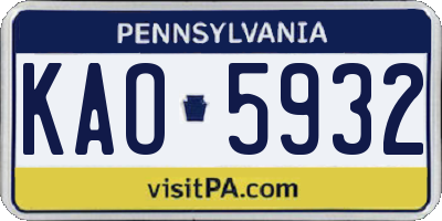 PA license plate KAO5932