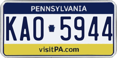 PA license plate KAO5944