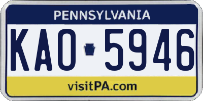 PA license plate KAO5946