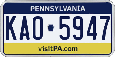 PA license plate KAO5947