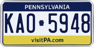 PA license plate KAO5948