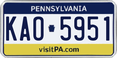 PA license plate KAO5951