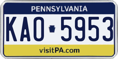 PA license plate KAO5953