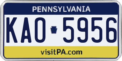 PA license plate KAO5956