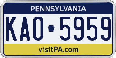 PA license plate KAO5959