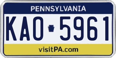 PA license plate KAO5961