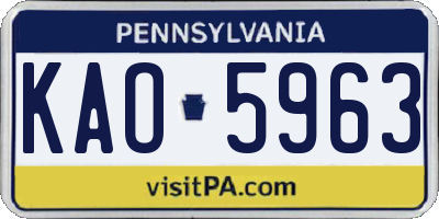 PA license plate KAO5963