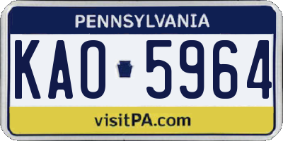 PA license plate KAO5964