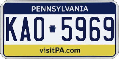 PA license plate KAO5969