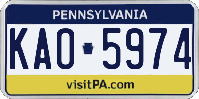 PA license plate KAO5974