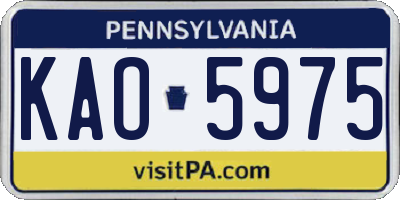 PA license plate KAO5975