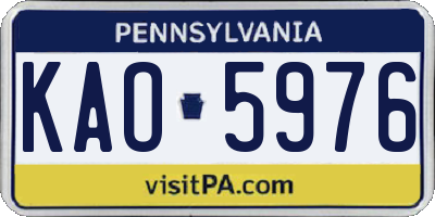 PA license plate KAO5976