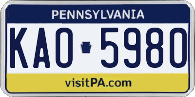PA license plate KAO5980