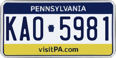 PA license plate KAO5981