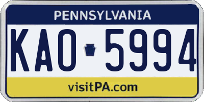PA license plate KAO5994