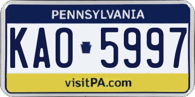 PA license plate KAO5997