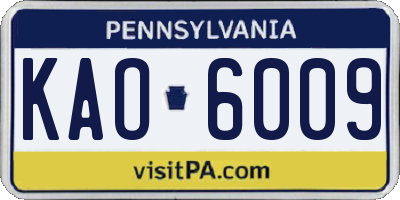 PA license plate KAO6009