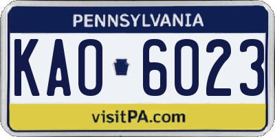 PA license plate KAO6023