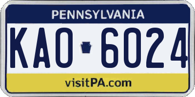 PA license plate KAO6024