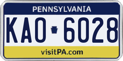 PA license plate KAO6028