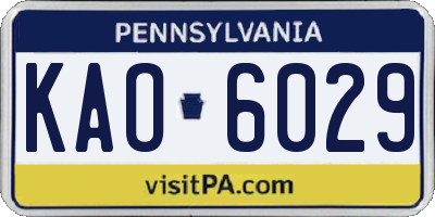 PA license plate KAO6029