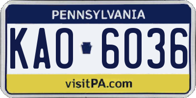 PA license plate KAO6036