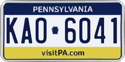 PA license plate KAO6041