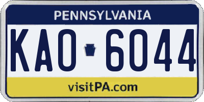 PA license plate KAO6044