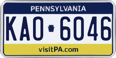 PA license plate KAO6046
