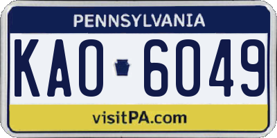PA license plate KAO6049