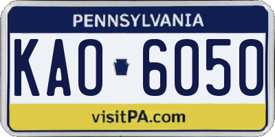 PA license plate KAO6050