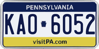 PA license plate KAO6052