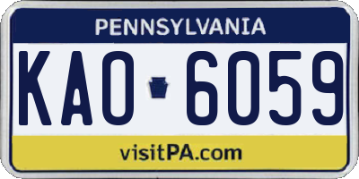 PA license plate KAO6059