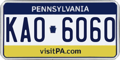 PA license plate KAO6060