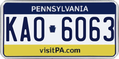 PA license plate KAO6063
